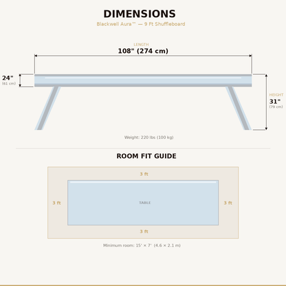 Glass Shuffleboard Table 9 Ft – Blackwell Aura™