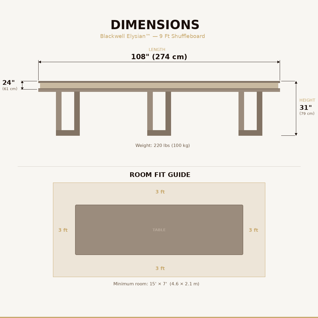 Shuffleboard Table 9 Ft – Blackwell Elysian™