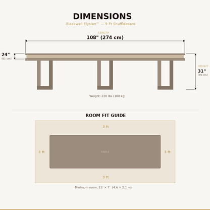 Shuffleboard Table 9 Ft – Blackwell Elysian™
