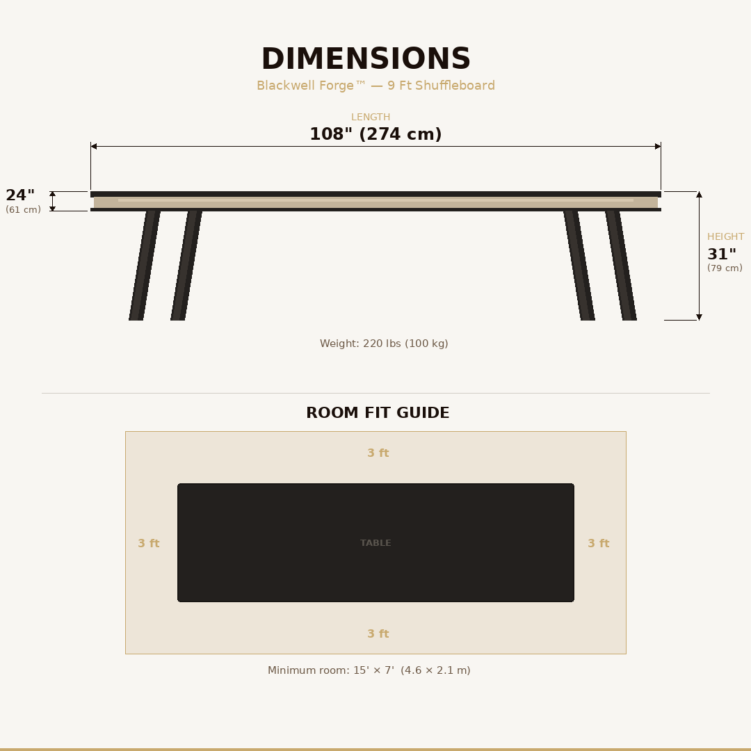 Modern Black Shuffleboard Table 9 Ft – Blackwell Forge™