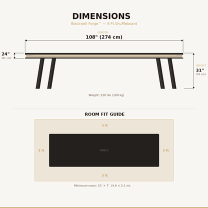 Modern Black Shuffleboard Table 9 Ft – Blackwell Forge™