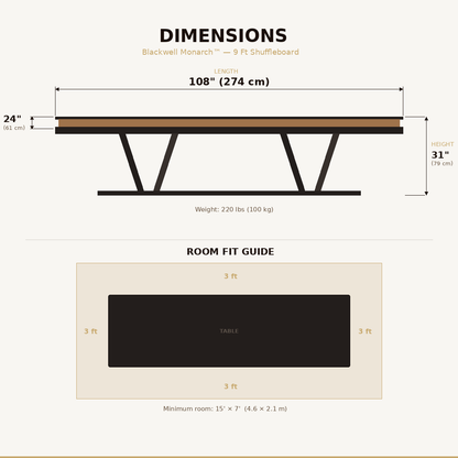 Luxury Walnut Shuffleboard Table 9 Ft – Blackwell Monarc™