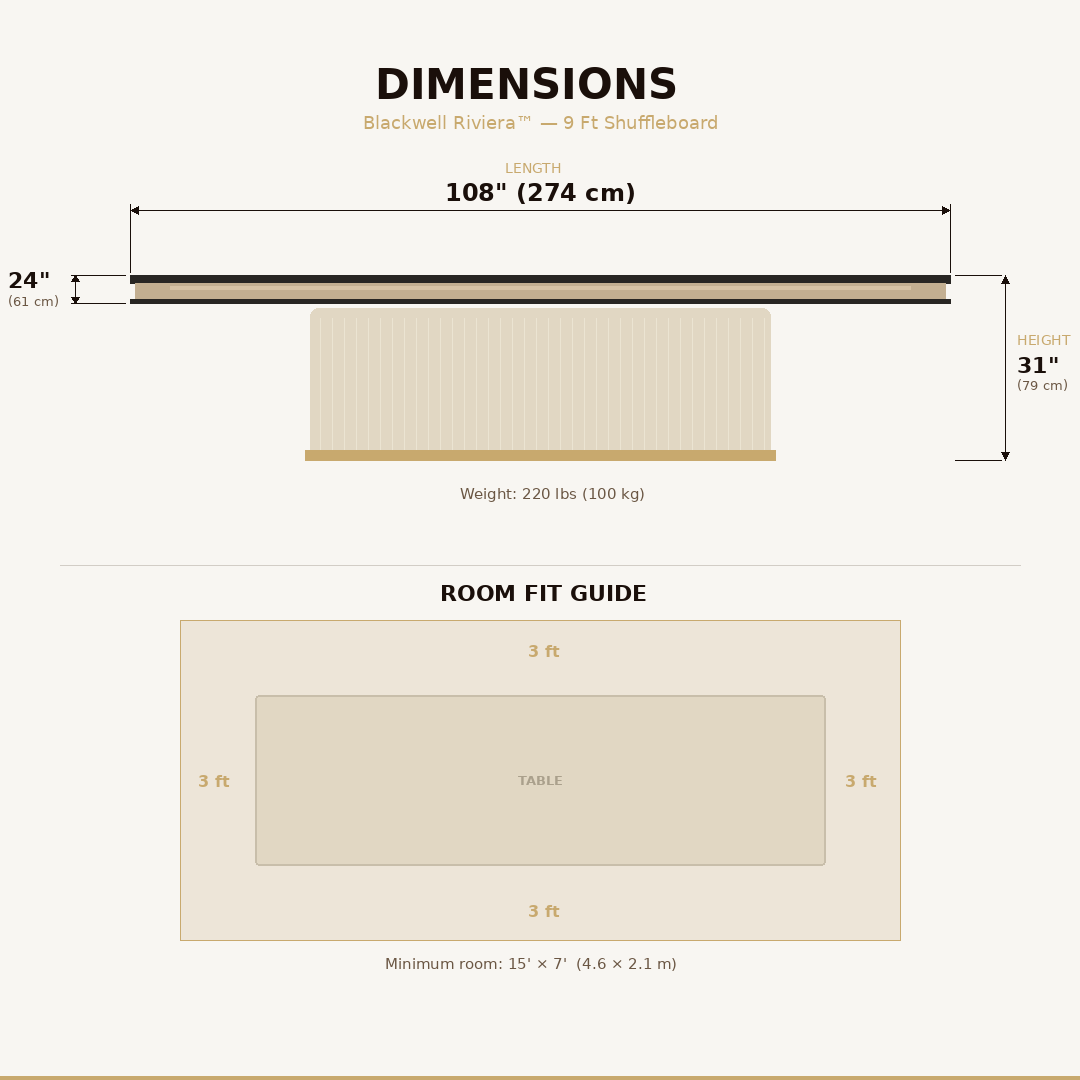 Contemporary Shuffleboard Table 9 Ft – Blackwell Riviera™