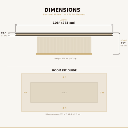 Contemporary Shuffleboard Table 9 Ft – Blackwell Riviera™