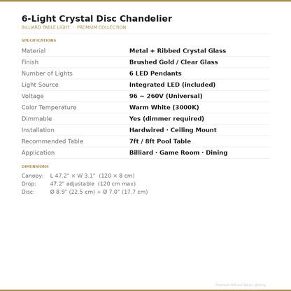 Pool Table Light – Blackwell Halo™