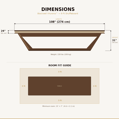 Shuffleboard Table 9 Ft – Blackwell Vhurona™